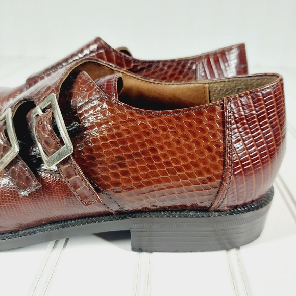 Stacy Adams Oxfords Snakeskin Leather Monk Strap Brown F806 main image 2